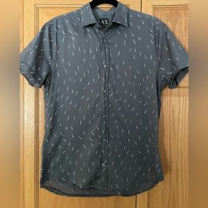 Armani Exchange Charcoal Gray Short Sleeved Button Up